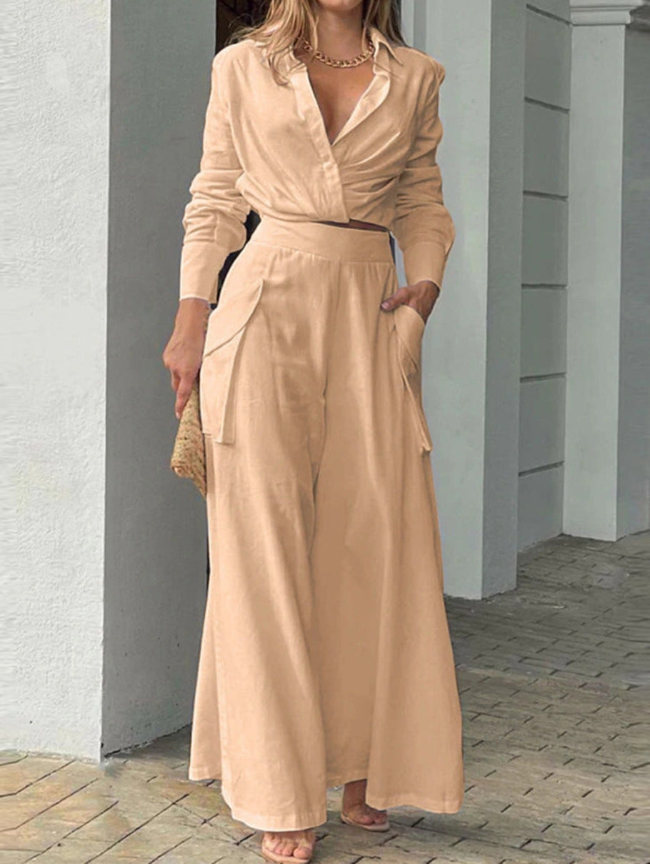 Owronline - Solid color casual two-piece suit