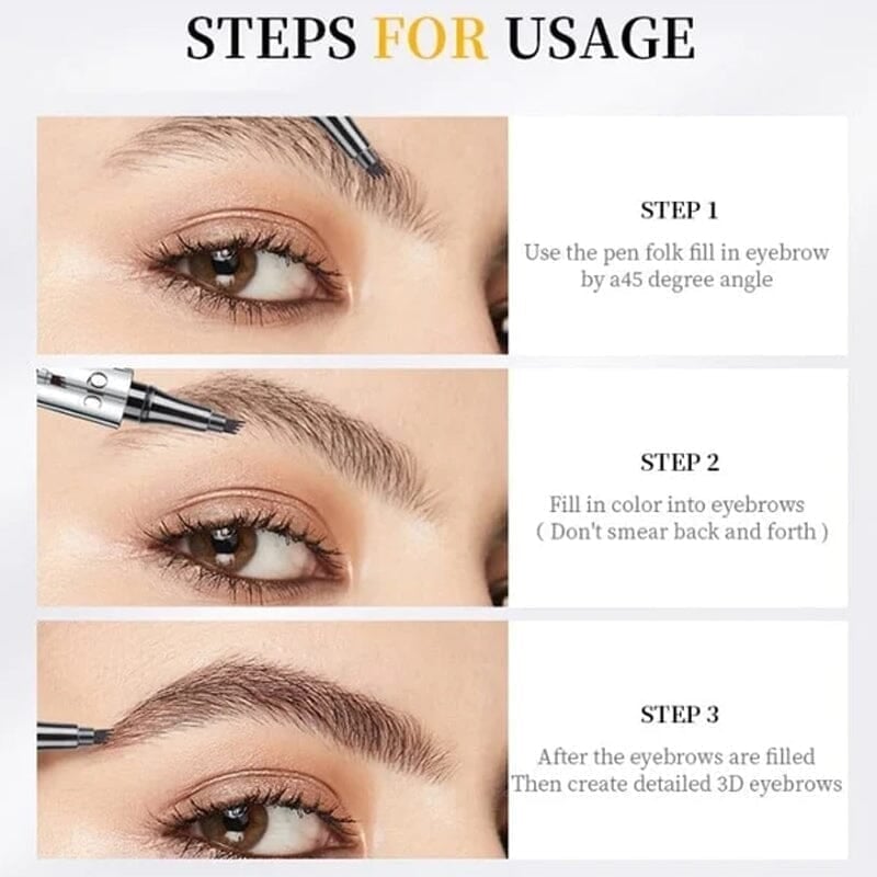 ✨Owronline✨3D Waterproof Microblading Eyebrow Pen 4 Fork Tip Tattoo Pencil