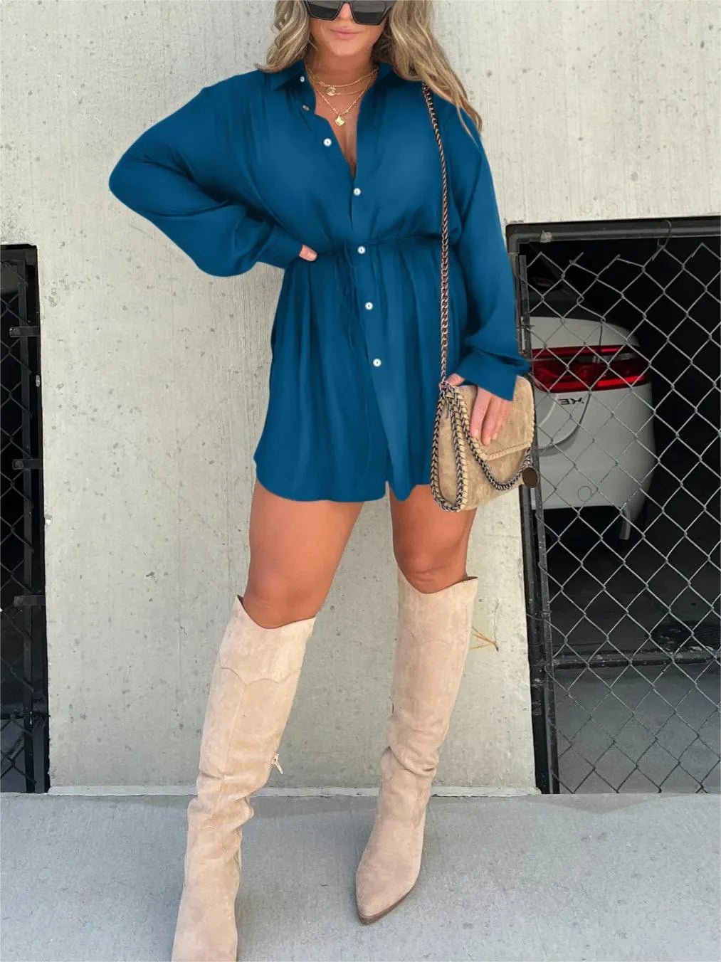 Owronline - Versatile must-have women's solid color long-sleeved shirt set - owronline