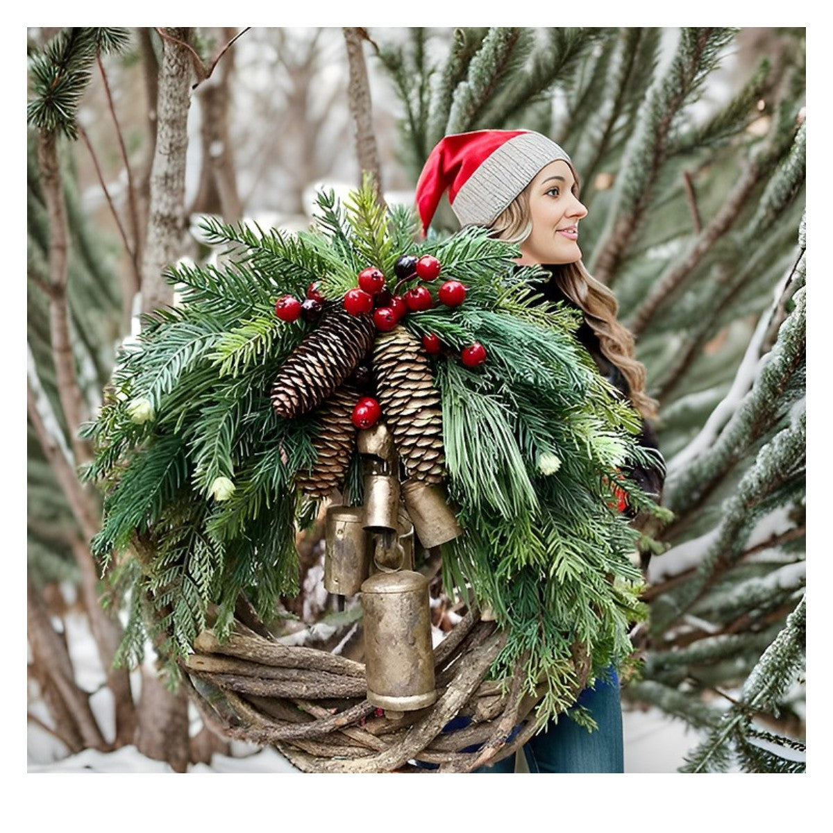 OWRONLINE - Farmhouse Christmas Wreath, Boho Wreath, Holiday Wreath - owronline