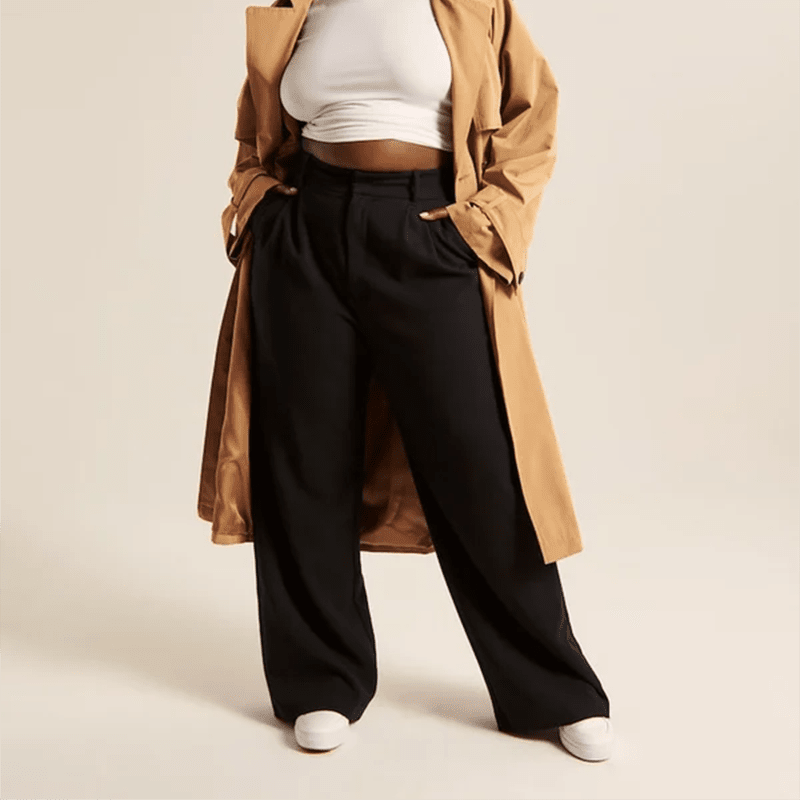 Owronline - Fashionable Commuter Drape Slimming High-Waisted Wide Leg Pants