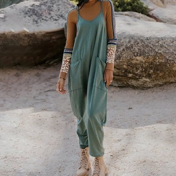 Owronline - Wide Leg Jumpsuit with Pockets