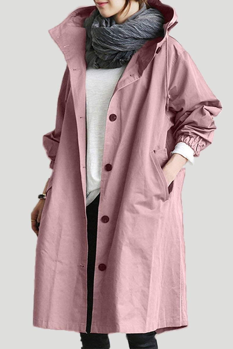 Owronline - Water Resistant Oversized Hooded Windbreaker Rain Jacket