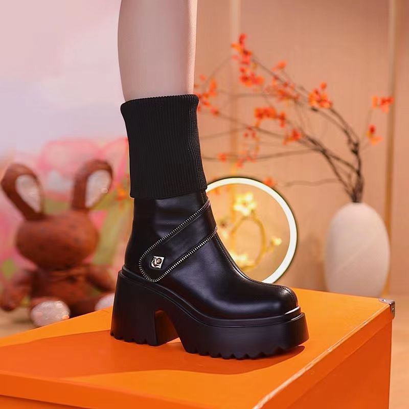 Owronline - Women's Platform Chunky Heel Knee High Boots