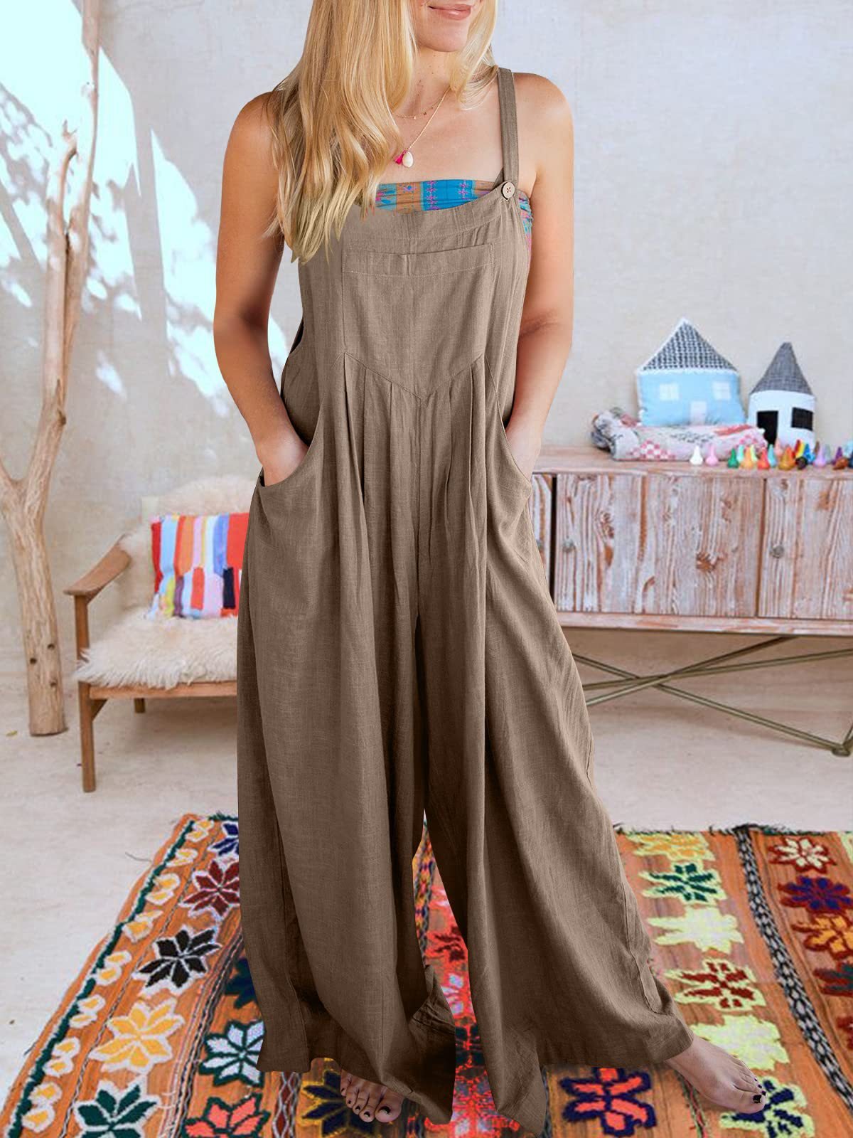 Owronline - SALE PLUS SIZE WIDE LEG OVERALLS JUMPSUIT