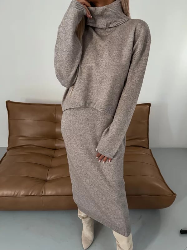 Owronline - Dress and Turtle Neck Sweater Set - owronline