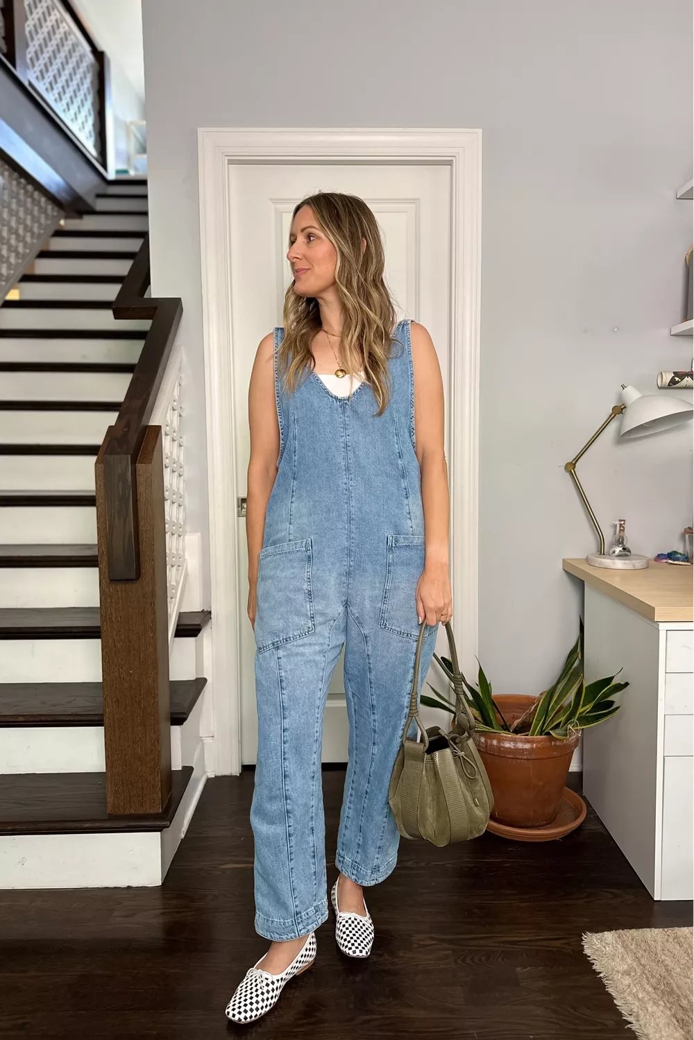 Owronline - Denim Jumpsuit With Pockets