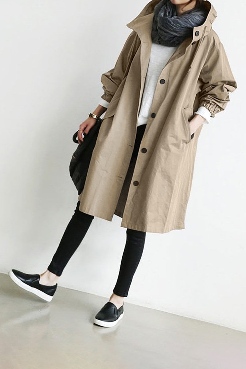 Owronline - Water Resistant Oversized Hooded Windbreaker Rain Jacket