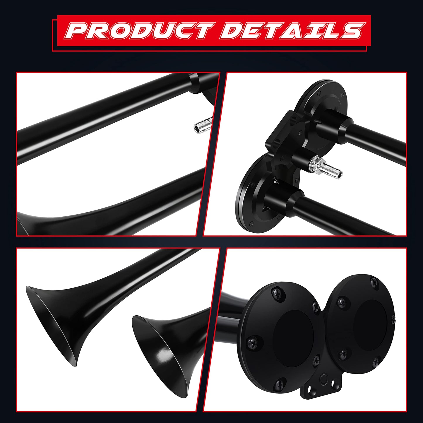 Owronline - Motorcycle Horn + Mounting Hardware and Complete Wiring Kit