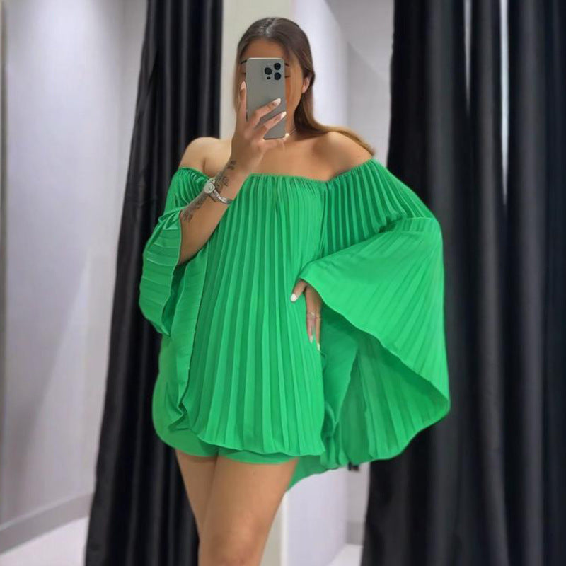 💥Owronline✨Pleated Bandeau Shorts Set