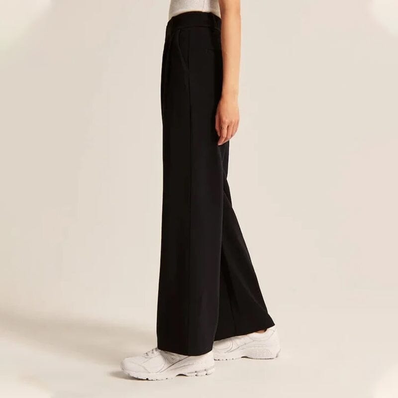 Owronline - Fashionable Commuter Drape Slimming High-Waisted Wide Leg Pants