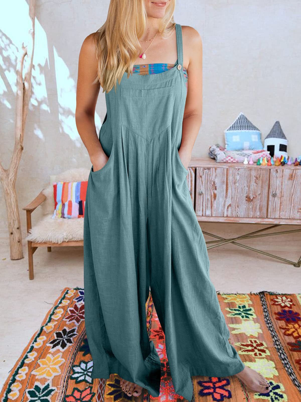 Owronline - SALE PLUS SIZE WIDE LEG OVERALLS JUMPSUIT