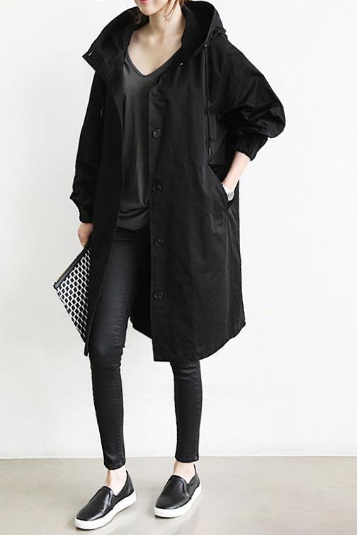 Owronline - Water Resistant Oversized Hooded Windbreaker Rain Jacket