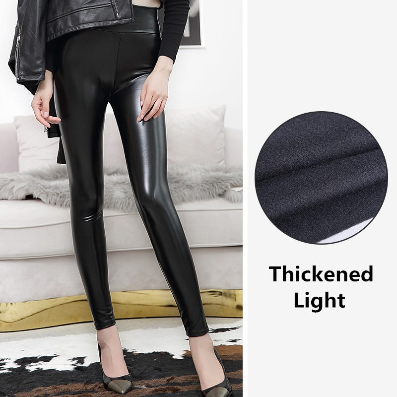 Owronline - S-shaped PU Leather Leggings