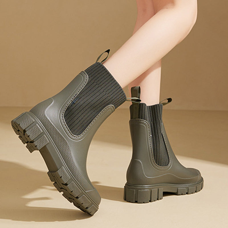 Owronline - Waterproof Non-Slip Thick Sole Mid-Calf Boots