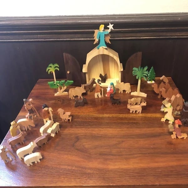 Owronline - The Christmas Story Unique Nativity Set Wooden Nativity Scene - owronline
