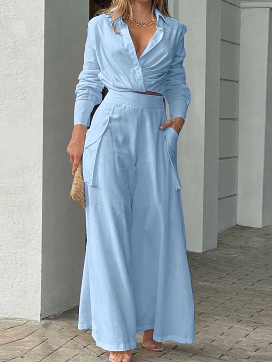 Owronline - Solid color casual two-piece suit
