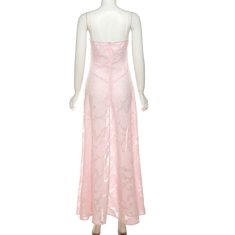 Owronline - Fishbone halter dress crushed flower dress