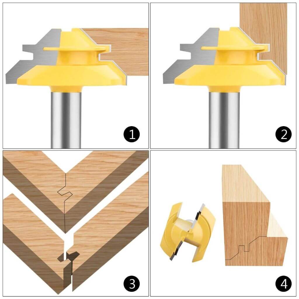 OWRONLINE - 45-degree Lock Miter Router Bit - 1/2" Shank - owronline