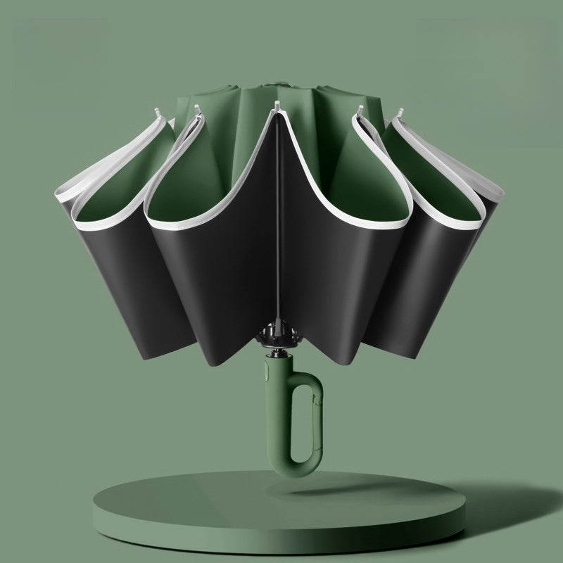 Three-fold sun protection and windproof fully automatic umbrella (forest green) - owronline