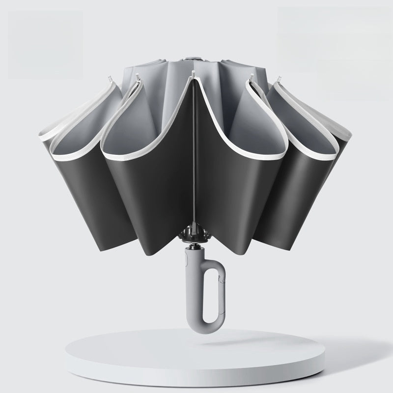 Three-fold sun protection and windproof fully automatic umbrella(fog gray) - owronline