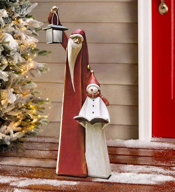 Owronline - Santa And Snowman Sculpture - owronline