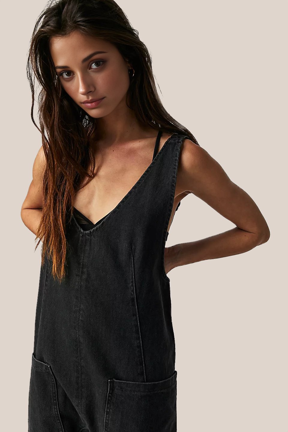 Owronline - Denim Jumpsuit With Pockets