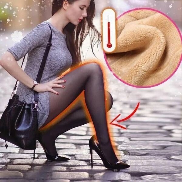 Owronline - Flawless Legs Fake Translucent Warm Plush Lined Elastic Tights