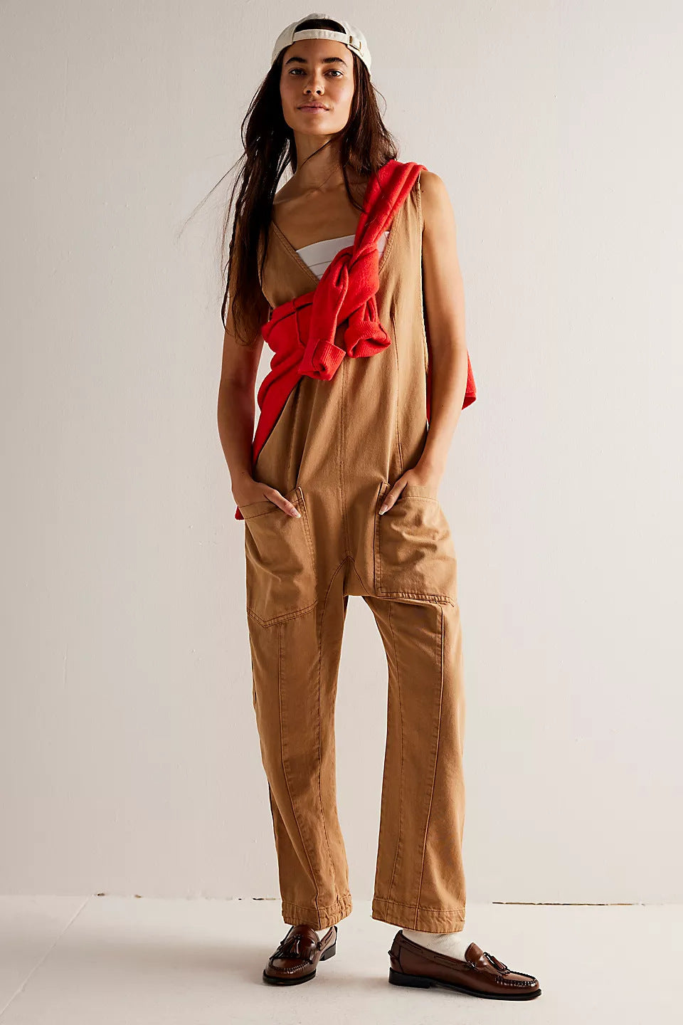 Owronline - Denim Jumpsuit With Pockets