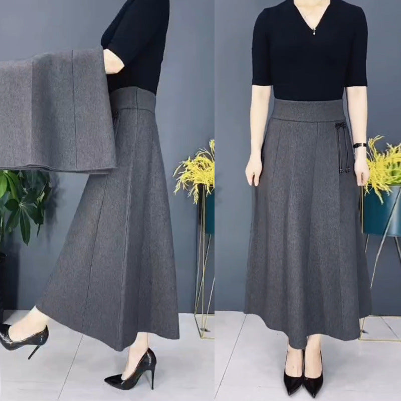 Owronline - Women’s Elastic High Waisted Thick Long Skirt