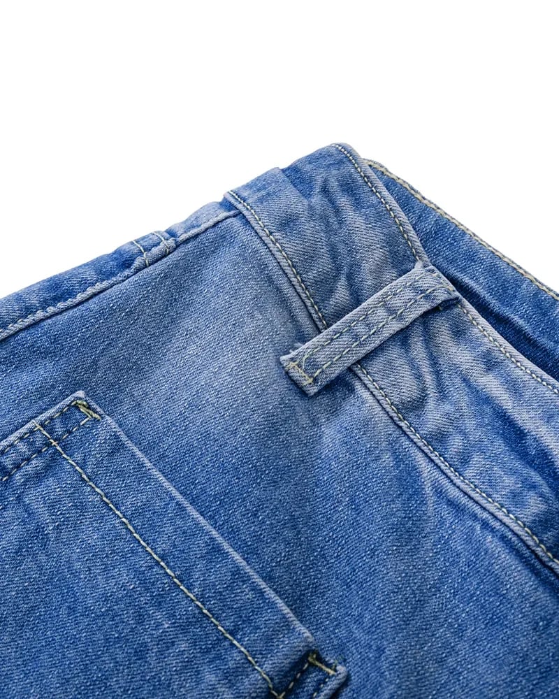 Owronline - Button Fly Booty Shaping High Waist Flare Jeans