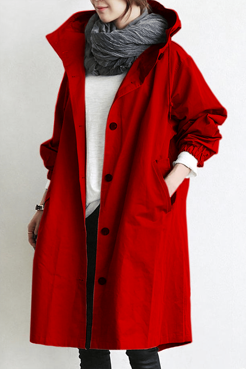 Owronline - Water Resistant Oversized Hooded Windbreaker Rain Jacket
