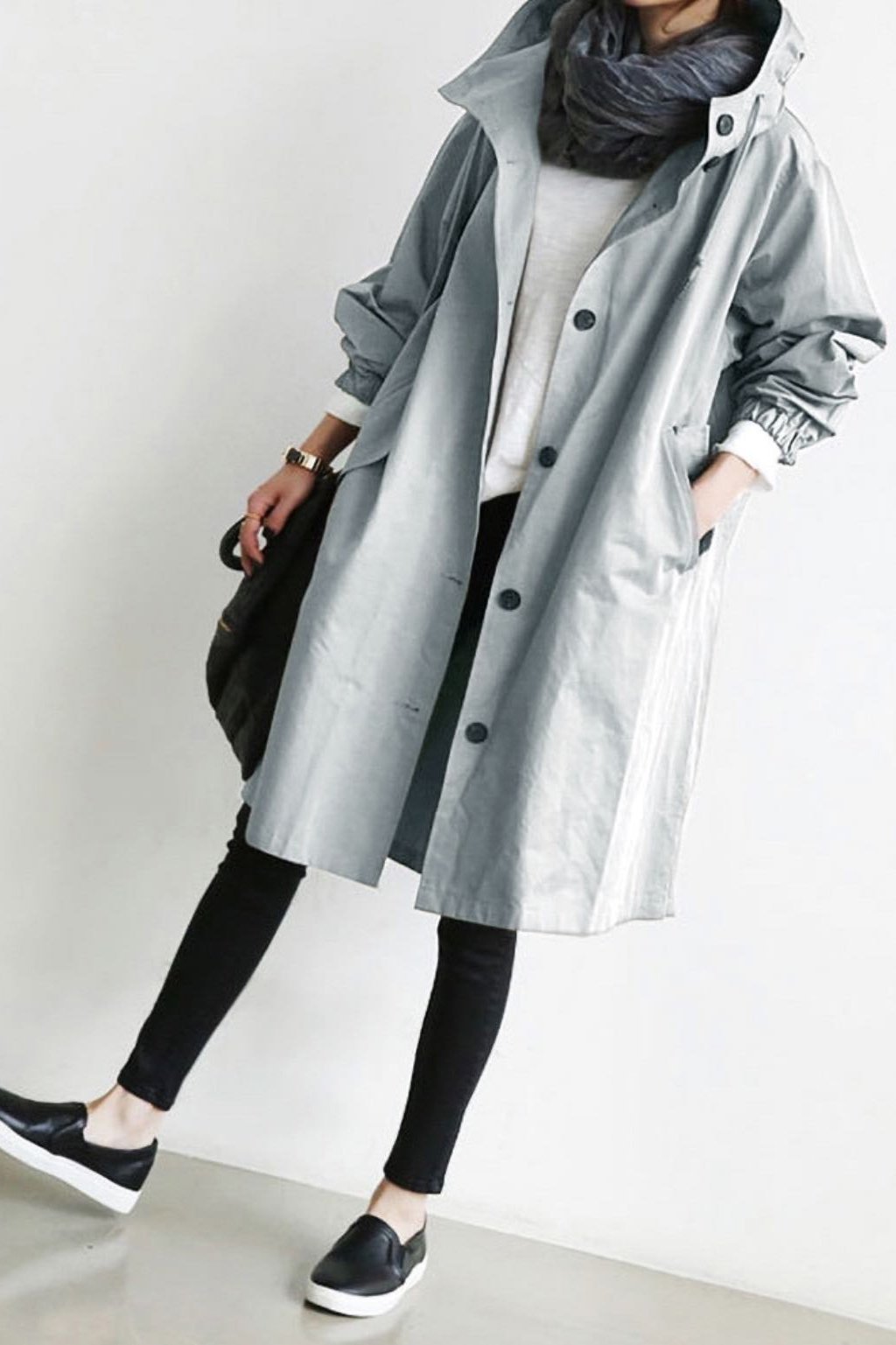 Owronline - Water Resistant Oversized Hooded Windbreaker Rain Jacket