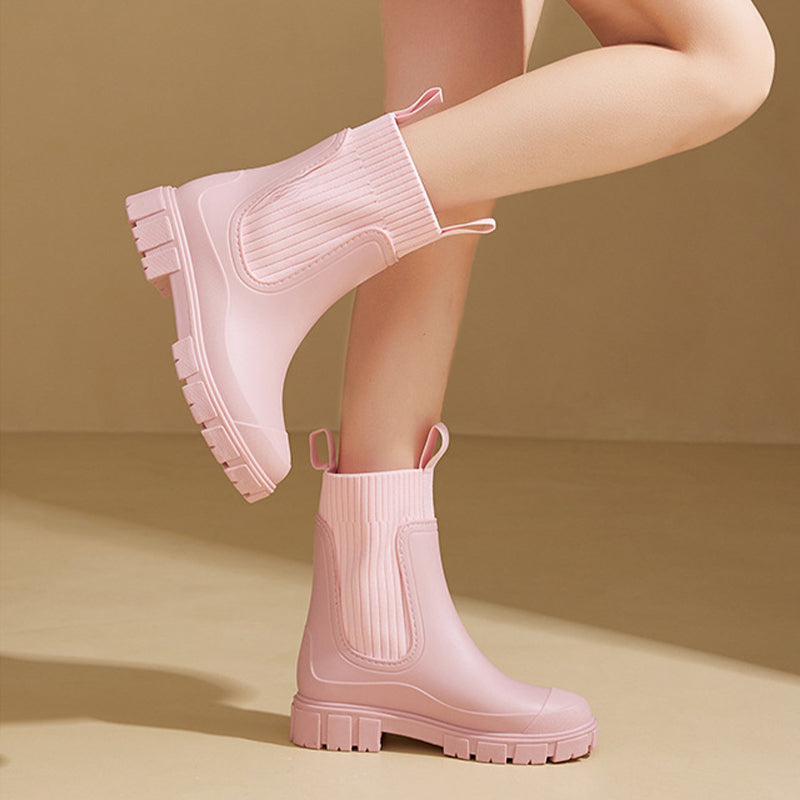 Owronline - Waterproof Non-Slip Thick Sole Mid-Calf Boots