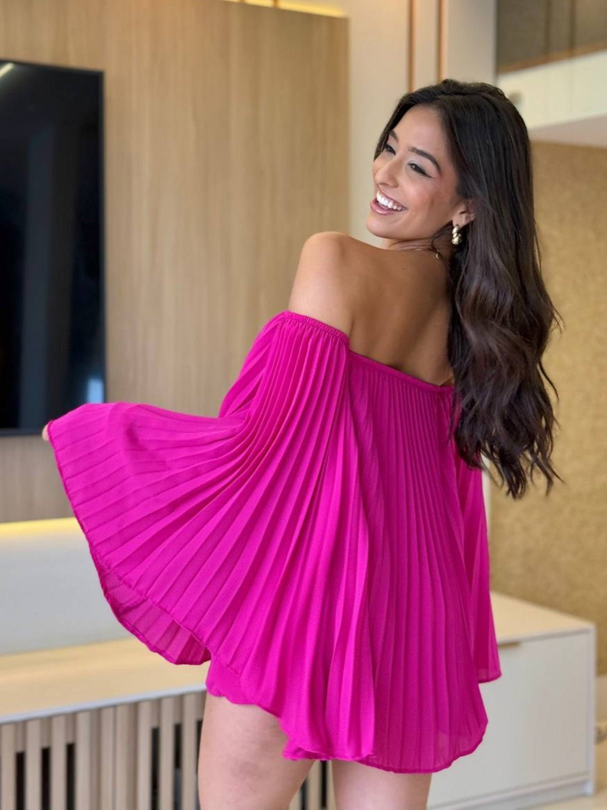💥Owronline✨Pleated Bandeau Shorts Set