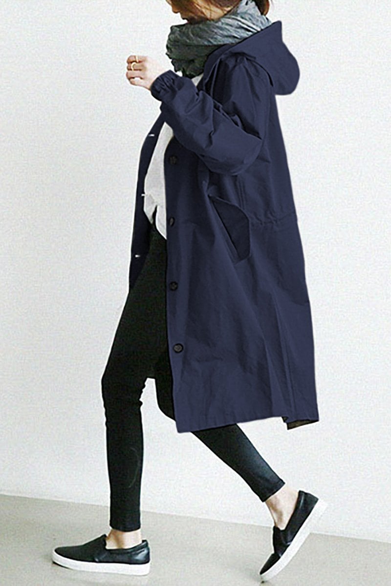 Owronline - Water Resistant Oversized Hooded Windbreaker Rain Jacket