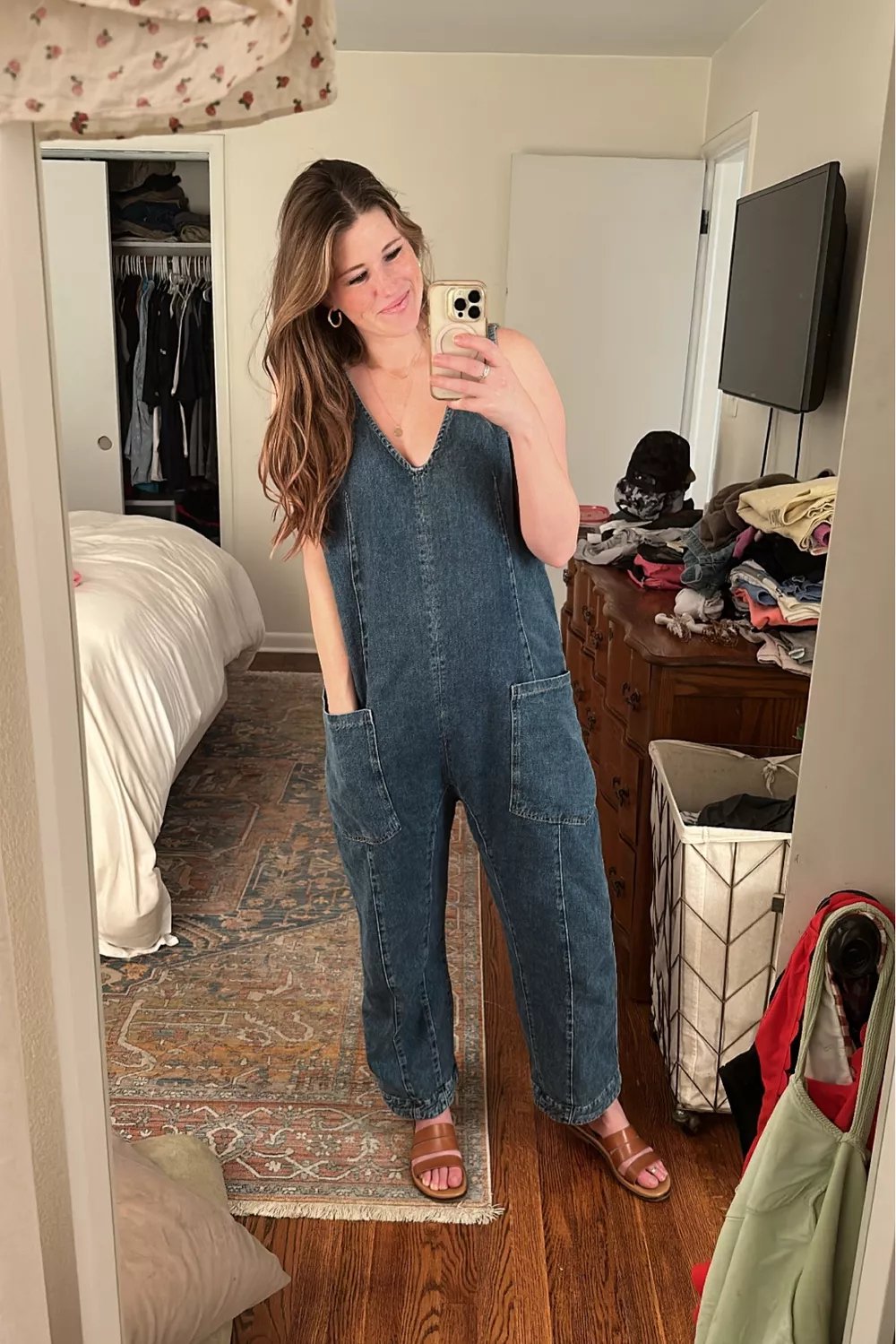 Owronline - Denim Jumpsuit With Pockets