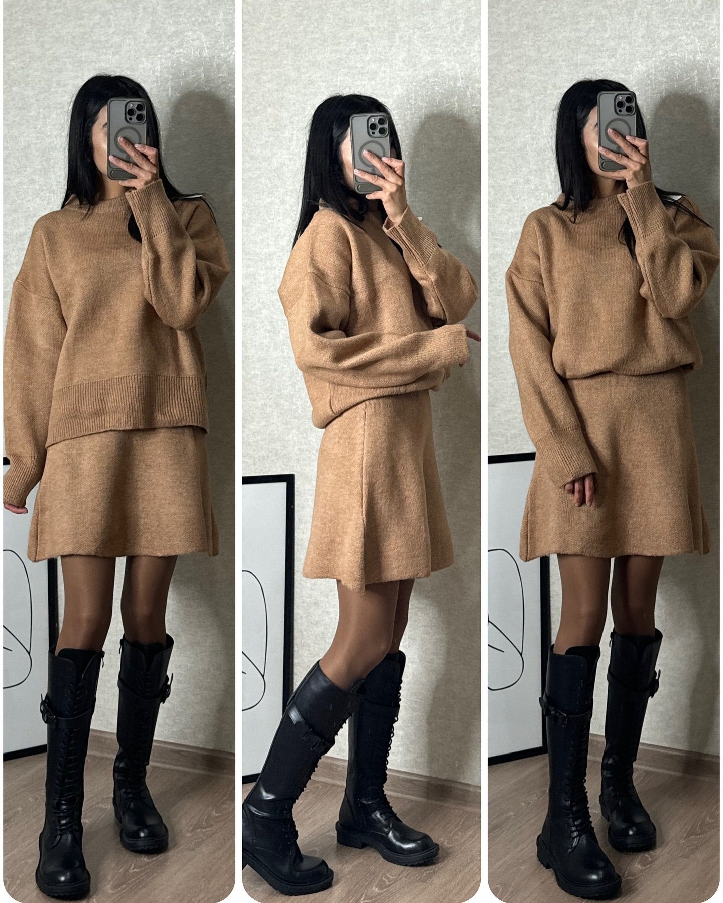 Owronline - Knitted skirt suit