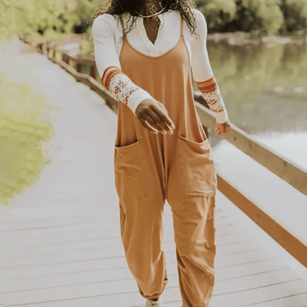 Owronline - Wide Leg Jumpsuit with Pockets