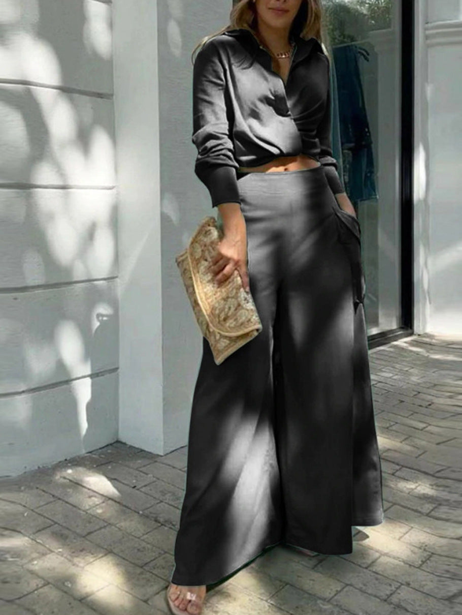 Owronline - Solid color casual two-piece suit