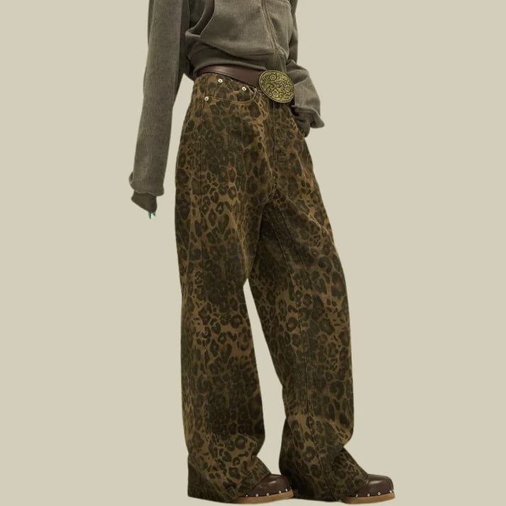 Owronline - Viral Leopard Print Jeans