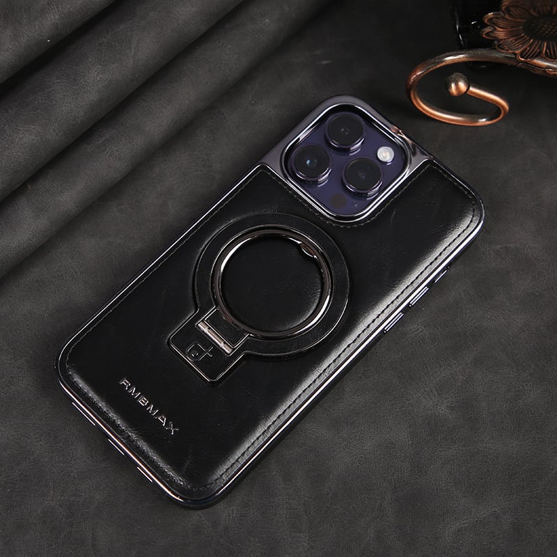 Owronline - Luxury Leather Invisible Stand iPhone Case