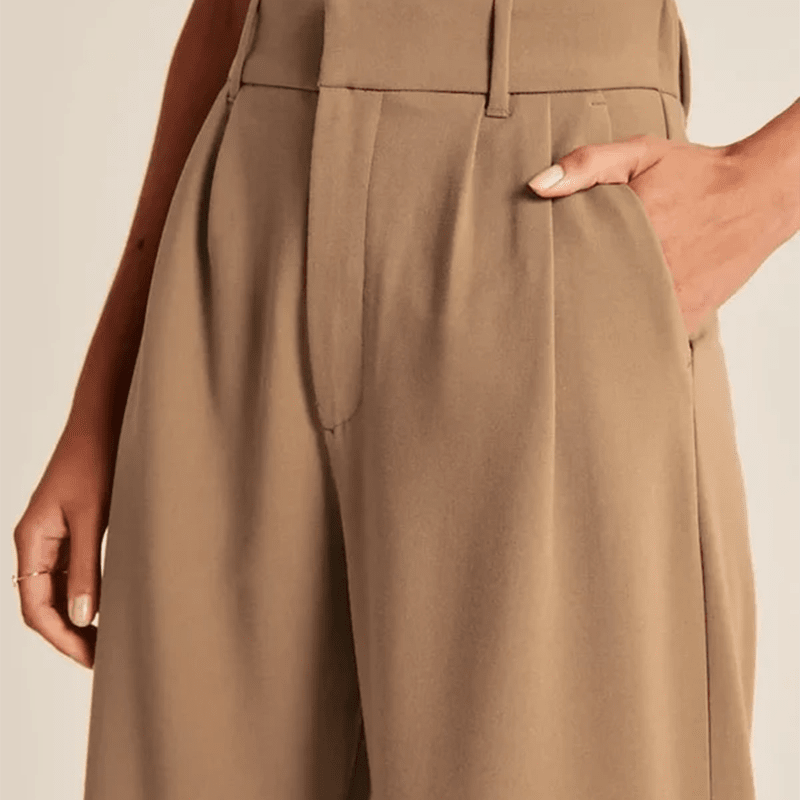 Owronline - Fashionable Commuter Drape Slimming High-Waisted Wide Leg Pants