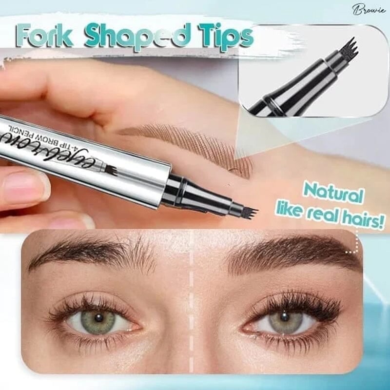 ✨Owronline✨3D Waterproof Microblading Eyebrow Pen 4 Fork Tip Tattoo Pencil