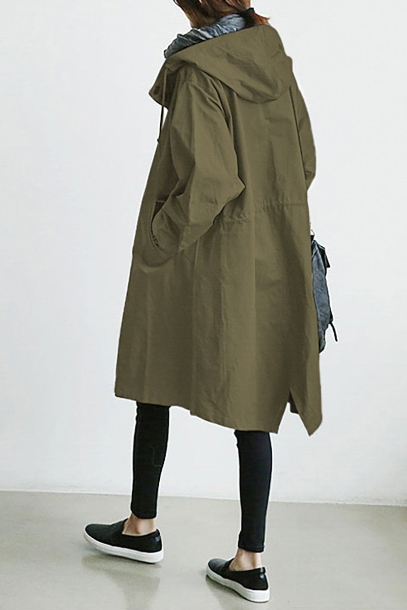 Owronline - Water Resistant Oversized Hooded Windbreaker Rain Jacket