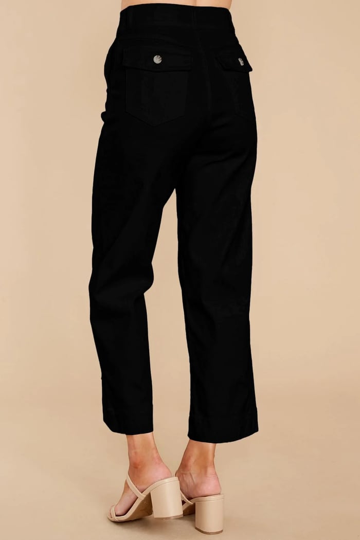 Owronline - Stretch Twill Cropped Wide Leg Pants