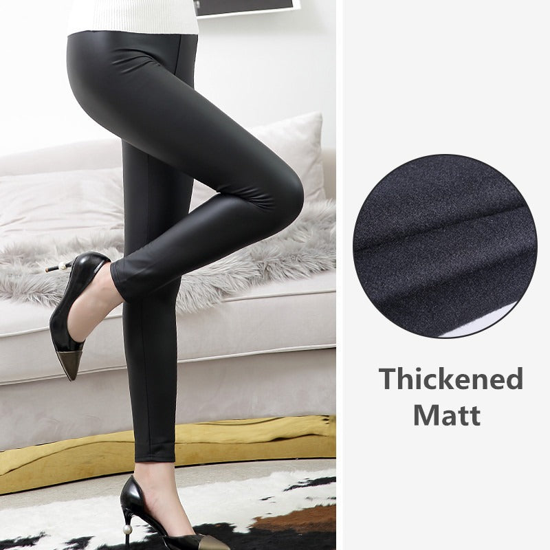 Owronline - S-shaped PU Leather Leggings