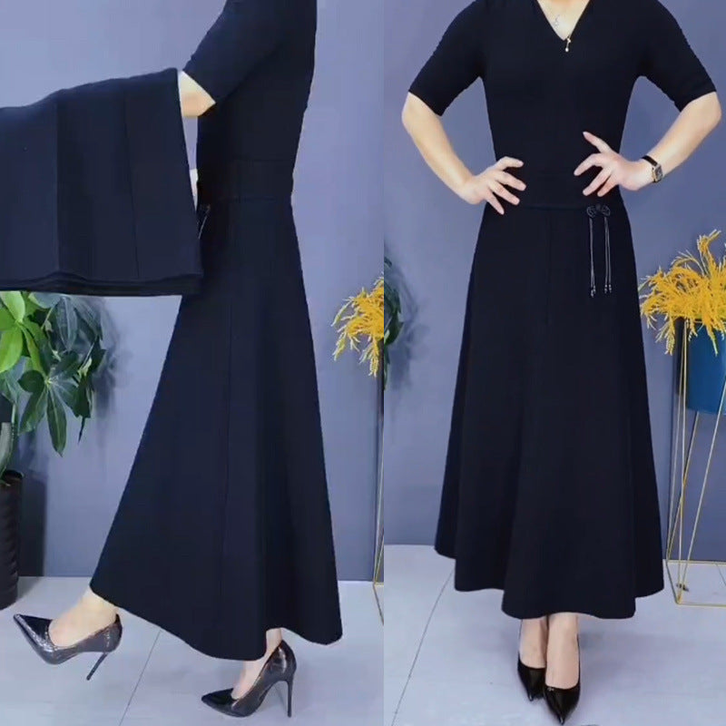 Owronline - Women’s Elastic High Waisted Thick Long Skirt