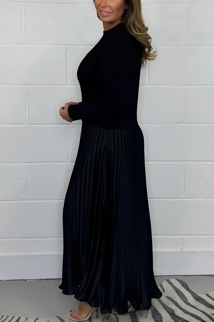 Owronline - Women’s Stylish and Elegant Round-neck Pleated Dress