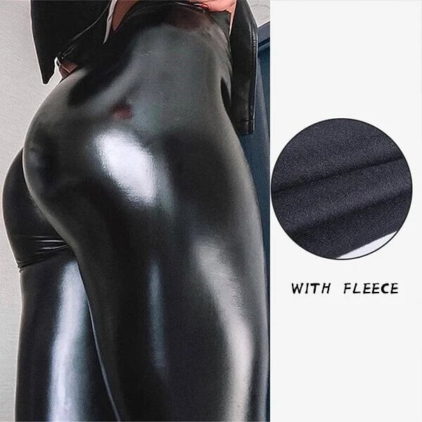 Owronline - S-shaped PU Leather Leggings